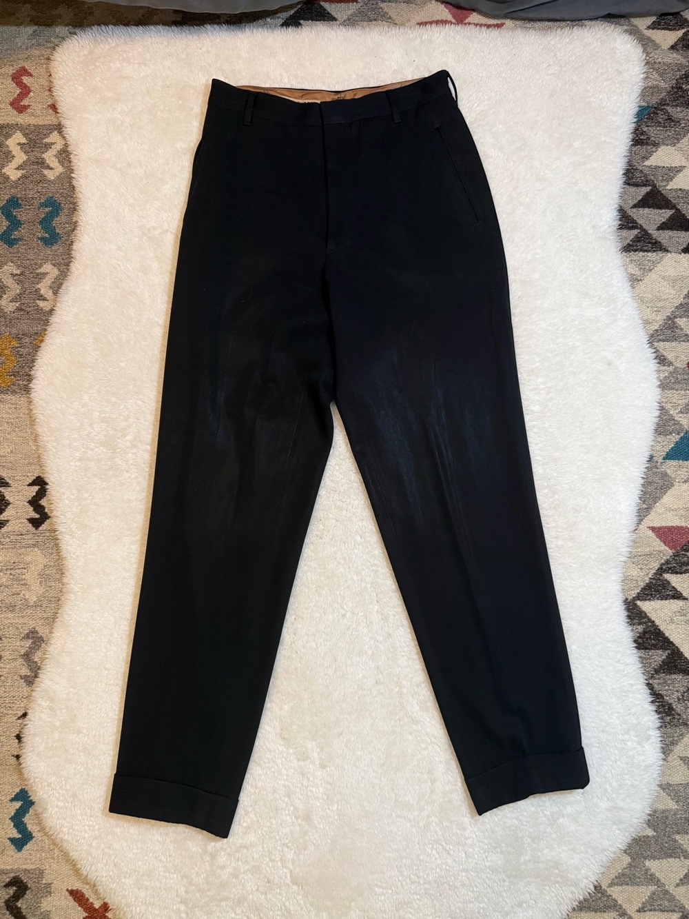 Vintage Jean Paul Gaultier Black Sheen Trousers Great Condition